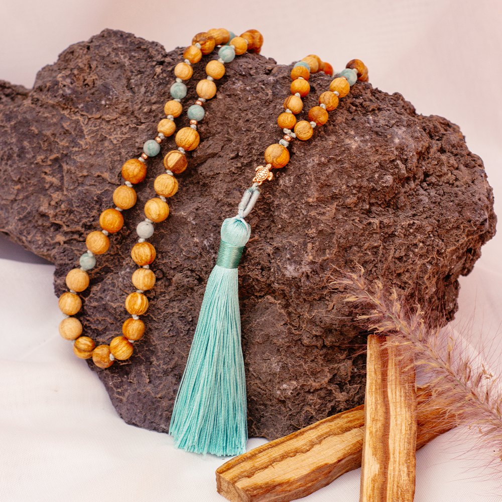 Palo Santo Malakette - Einklang | mit Amazonit und Schidkröte
