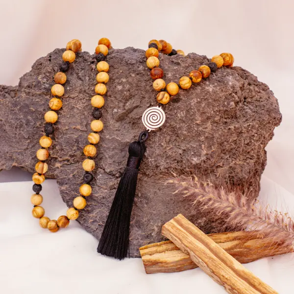 Palo Santo Malakette – Urkraft | mit Lava und Spirale