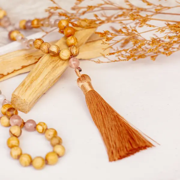 Palo Santo Malakette - Sonnenseele | mit Sonnenstein und Kirschachat