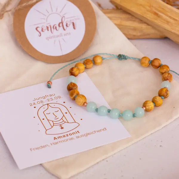 Palo Santo Sternzeichen Armband - Jungfrau | Amazonit