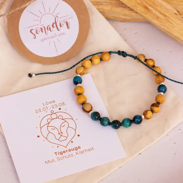 Palo Santo Sternzeichen Armband - Löwe | Tigerauge