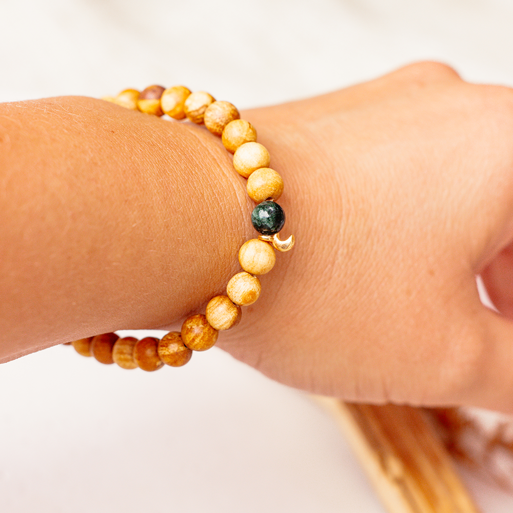 Palo Santo Armband - Smaragd | Mini Mond – Bild 3