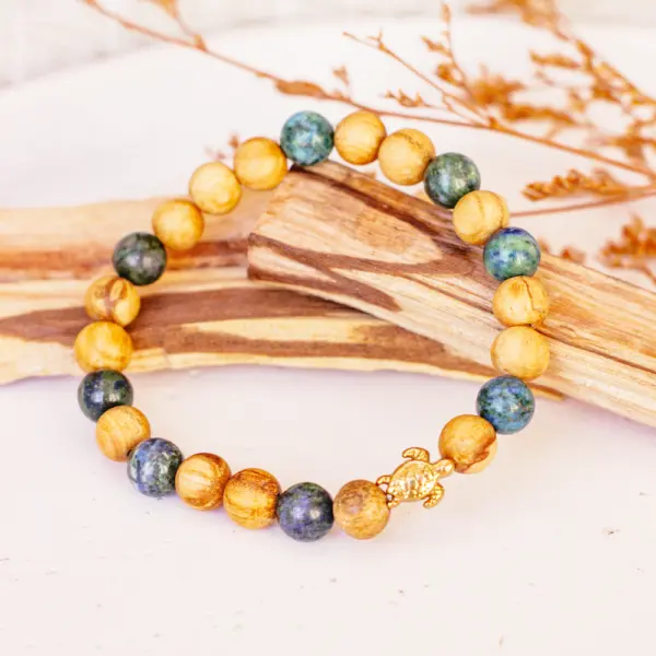 Palo Santo Armband - Azurit-Malachit |  Schildkröte