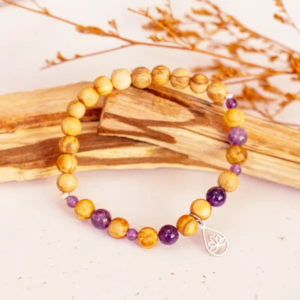Palo Santo Armband - Amethyst |  Lotusblüte