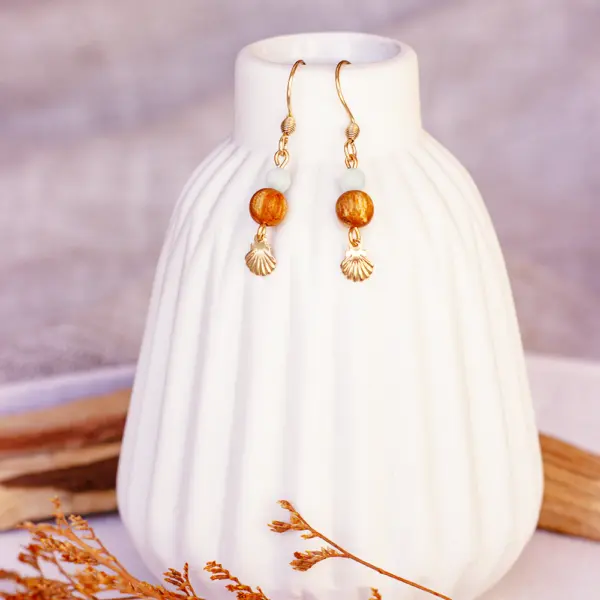 Palo Santo Ohrringe - Jade |  Muschel