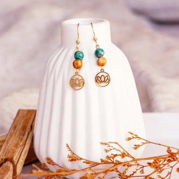 Palo Santo Ohrringe - Türkis |  Lotusblüte