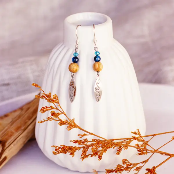 Palo Santo Ohrringe - Tigerauge |  Surfbrett