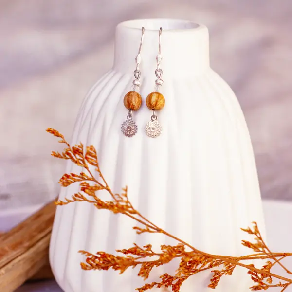 Palo Santo Ohrringe - Bergkristall |  Mandala