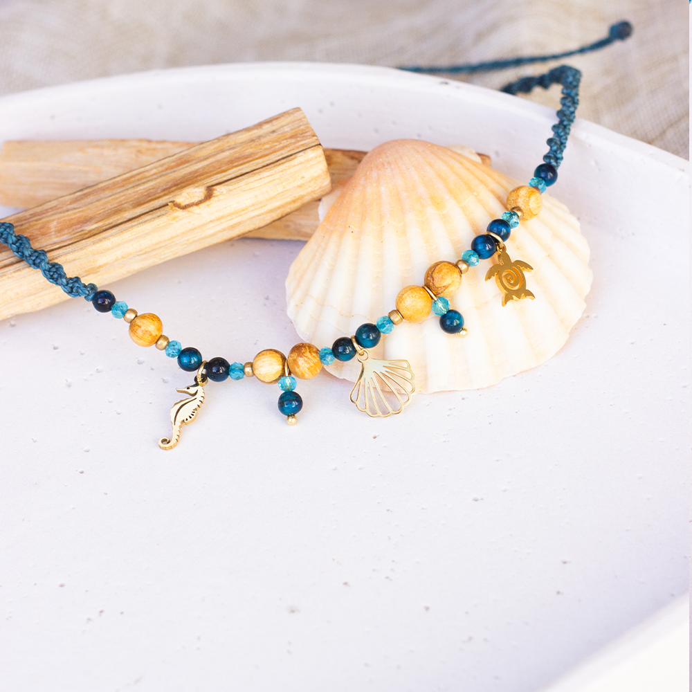 Palo Santo Kette - Sea Soul Kollektion Tigerauge | Muschel & Seepferdchen & Schildkröte – Bild 2