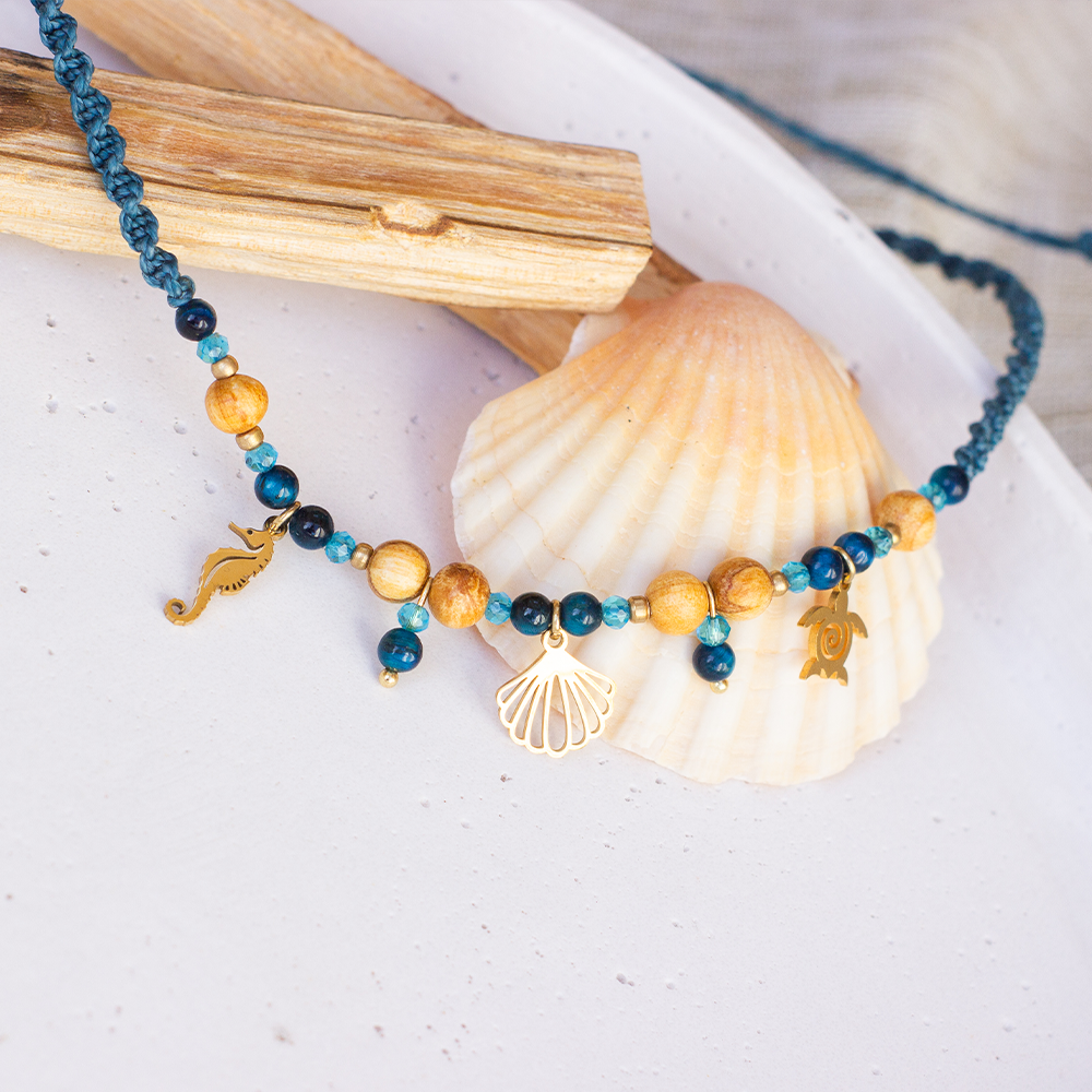 Palo Santo Kette - Sea Soul Kollektion Tigerauge | Muschel & Seepferdchen & Schildkröte – Bild 3